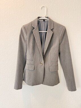 EXPRESS Gray Fitted Blazer Size 0 | Tailored Career Work Jacket Stretch